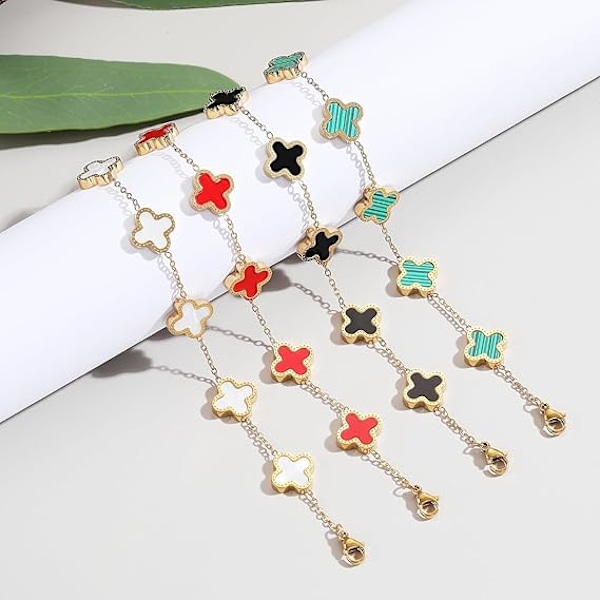 Specialkampanj! Högkvalitativt nytt 1 st Armband för Kvinnor 18K Guldpläterat Klöver Vänskapsarmband Lyckosam Fyrklöver Justerbart Armband Light Blue