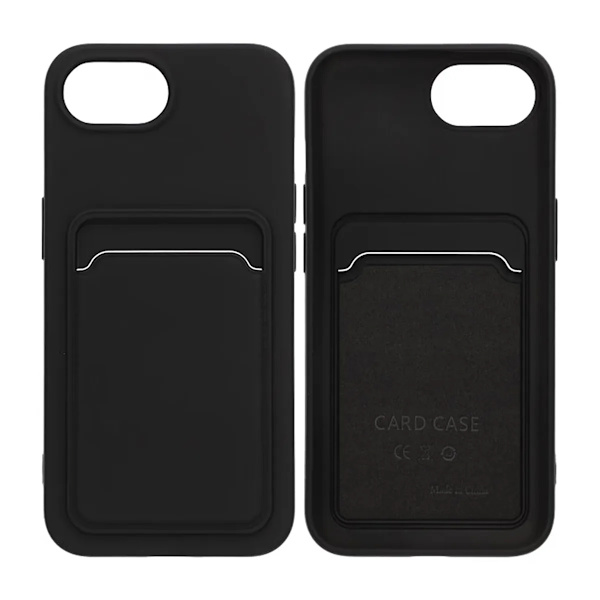 Compatible with iPhone 16e Mobile Case Silicone with Card Holder - Black