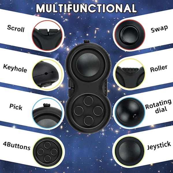 Fidget Toy with Classic Controller Transformation, 8 Variations and Lanyard for Stress Relief