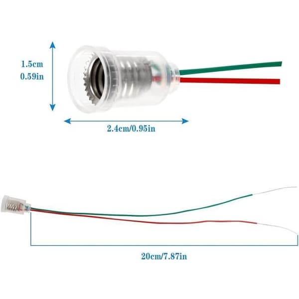20 stk E10 Lampeholder E10 LED-lampefot E10 LED-glødelampeholder med kabel for eksperimenter, elektriske kretser, testing