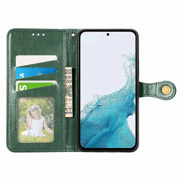 Højkvalitets nyt læder wallet case stativ til Samsung Galaxy A56 5G Green