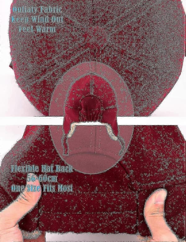 Vintervarm uldkasket med visir og øreklapper til mænd og kvinder Ear protection Red 7