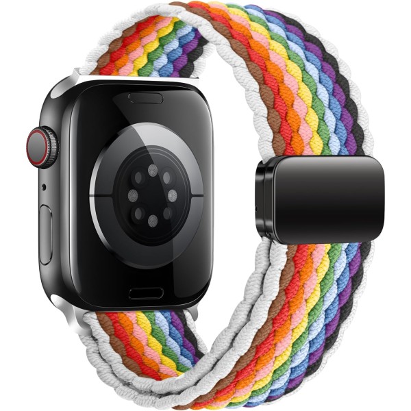 Sport Loop kompatibel med Apple Watch-armband 38mm 40mm 41mm 42mm 44mm 45mm 49mm för kvinnor och män, justerbart magnetiskt spänne stretchigt nylonflätad