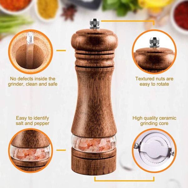 Salt- och pepparkvarn, set om 2 Trä salt- och pepparkvarn Hög kvalitet