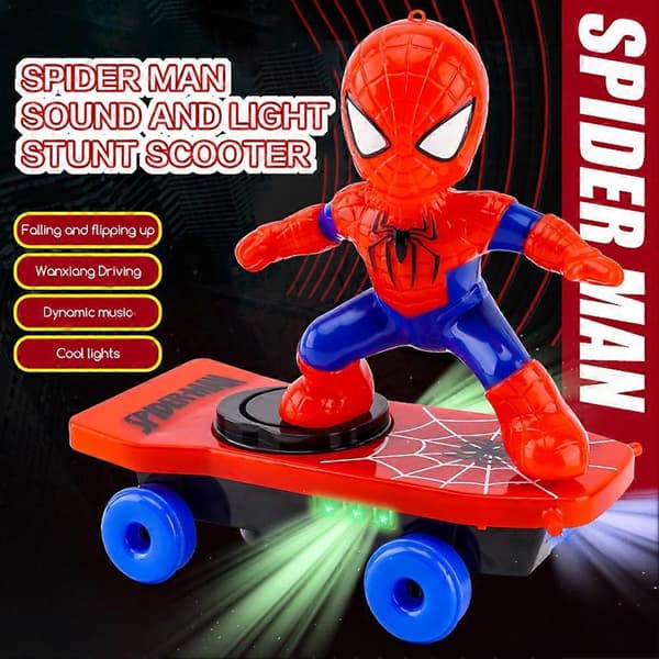 Spider-Man Stunt Scooter Leke – Lyd- og lyseffekter + Flippfunksjon – For barn (3+)