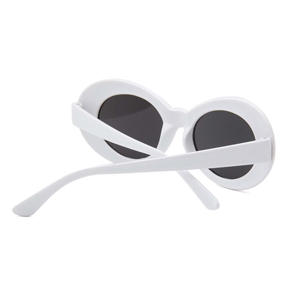 Højkvalitets nye Hvide Store Runde Retro Solbriller Sort Glas hvid white