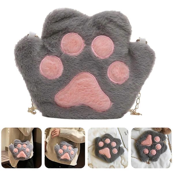 Stuffed Animal Purse Tecknad Kloformad Datumförvaring Grå Plysch 1 st