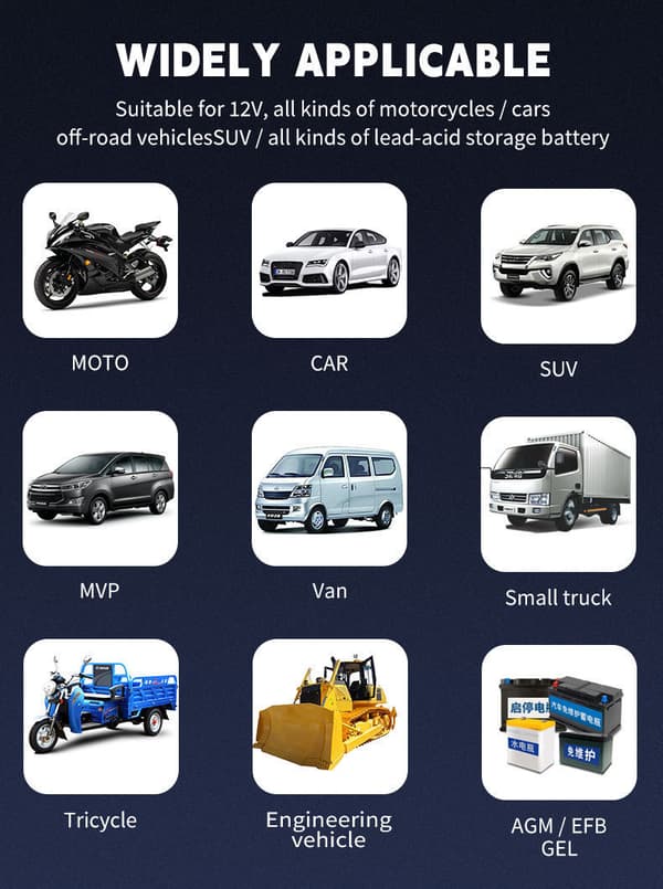 12V 6A Batterilader - Bil & Motorsykkel Strømlader for 12V System