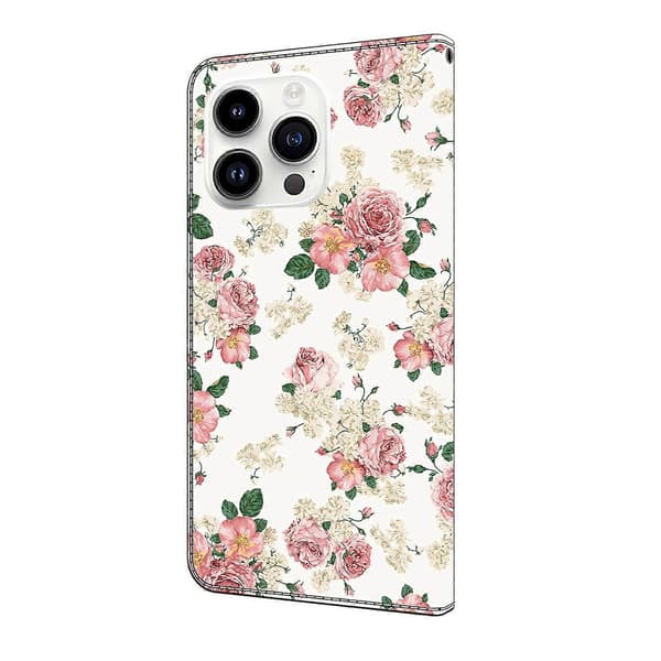 Kompatibel med iPhone 16 Pro Max Läderfodral Mönstertryck Plånboksställ Flip Telefonfodral-lingling} Multicolor Peony