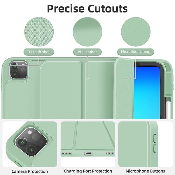 Læder Tablet Case Kompatibel med iPad Pro 11 2024 Green