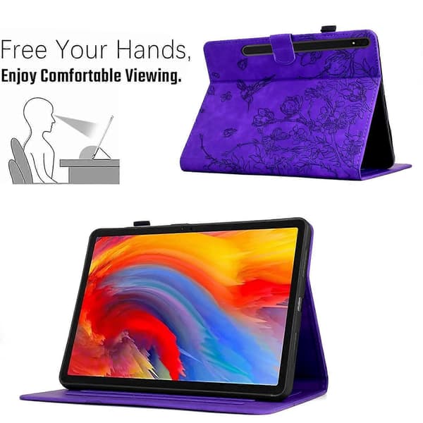 Präglat läderfodral kompatibelt med Samsung Galaxy Tab S9 Purple