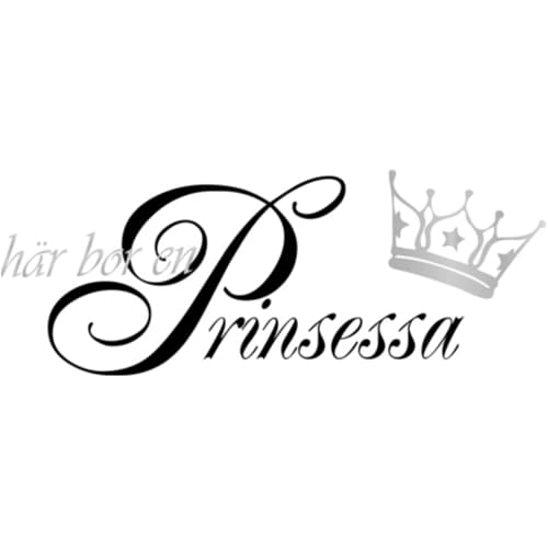 Her bor en prinsesse. (Veggtekst/ord)