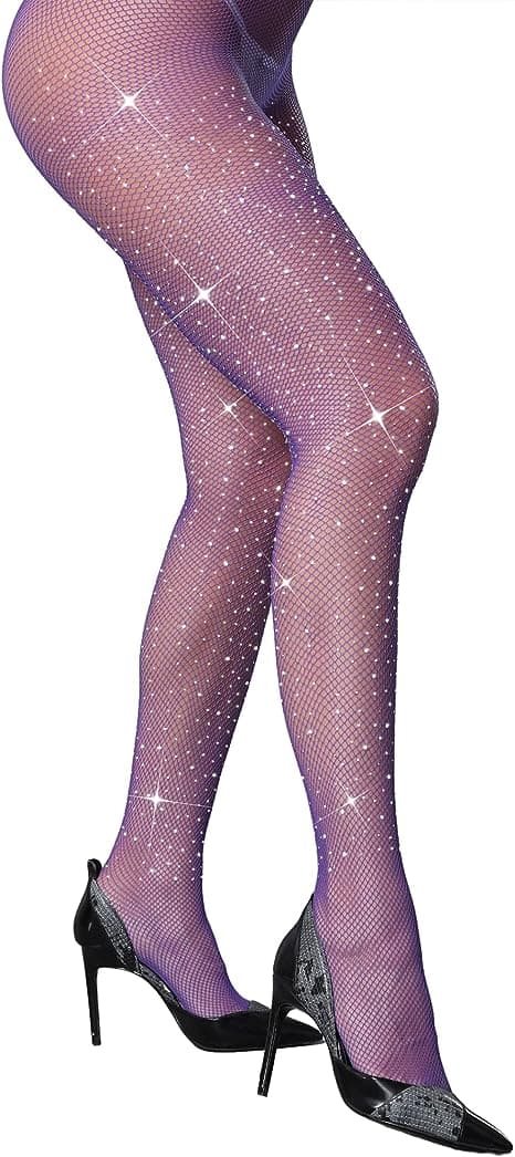 Damstrumpor med gnistrande strass Deep Purple