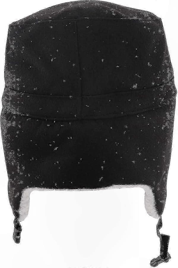 Vintervarm ullcaps med visir og øreklaffer for menn og kvinner (A) Flat Top - Black 7