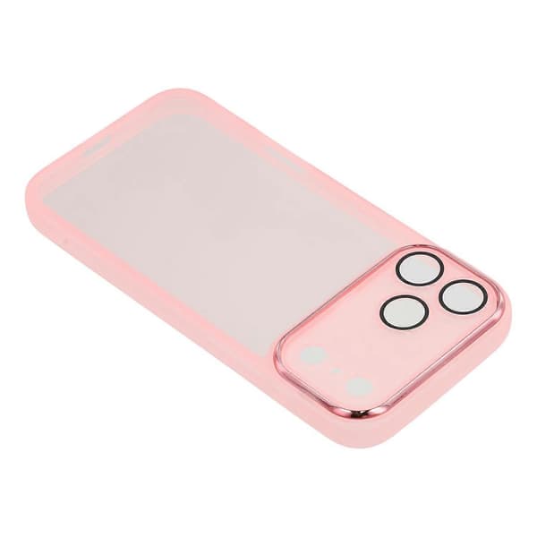 Compatible with iPhone 17 Pro Max Case Electroplated Camera Frame TPU Phone Cover Transparent Transparent Pink