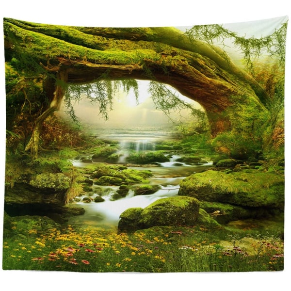 Väggtapet - Psykedelisk skog - Klart solljus - Vägghängande - Landskap - Bohemian Jungle - Väggkonst - Dekor (200 x 150 CM)
