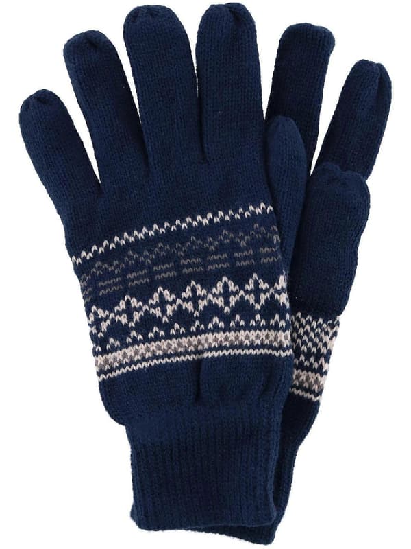 CTM Neulottu Talvikuvio Käsine (Miehet)-lingling} Navy one size