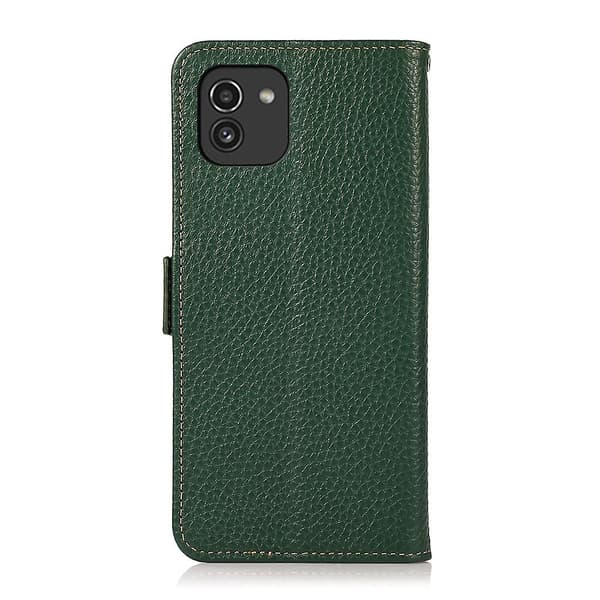 Litchi Læder Etui Kompatibelt med Samsung Galaxy A03 164mm Version Green