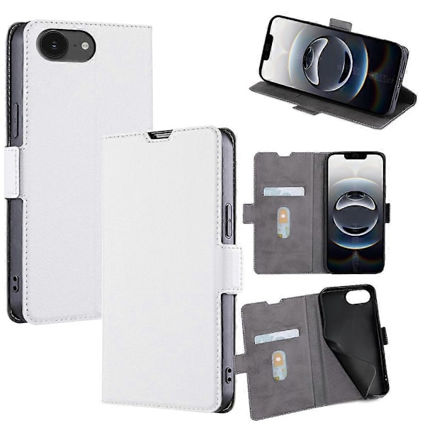 Compatible with iPhone 16e Case Card Holder PU Leather Phone Cover - Black Multicolor Multicolor White
