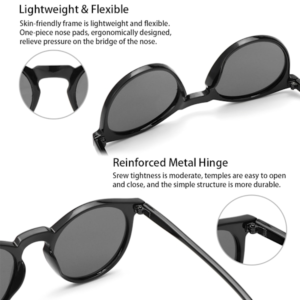 Påske Tilbud! Høj Kvalitets Unisex Køre Polarized Solbriller Briller Solbriller UV400 Rund Ramme Ret Floral-Black gray