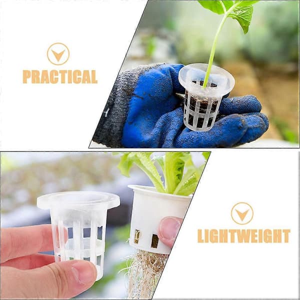 100 st hydroponiska nätkrukor för plantering av plastkorgar vita nätkoppar