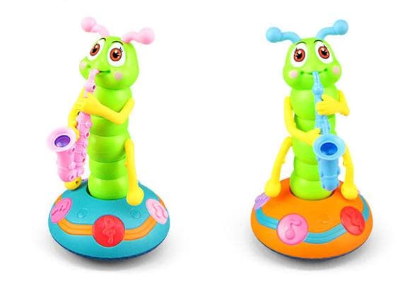 Singing and Dancing Caterpillar Toy - Universal Luminous Baby Educational Toy with Saxophone (Two Random Colors)