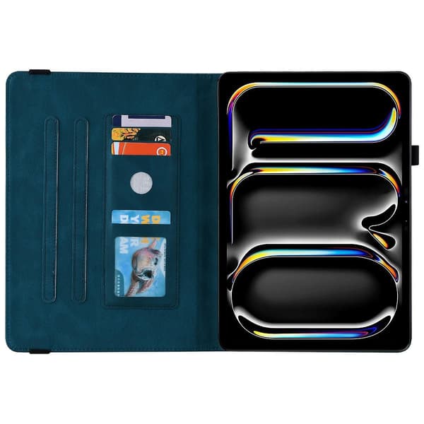 Präglat läderfodral kompatibelt med iPad Pro 11 2024 Blue