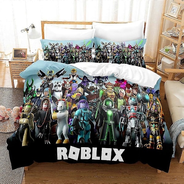 R03 Roblox 3D-tryckt sängklädesset Påslakan Örngott Barnpresent_v Hög kvalitet (Påsk) UK SINGLE 135x200cm