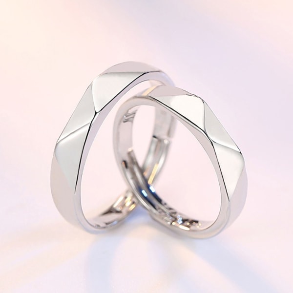 Partner ring 925 Sterling silver parring för partners män kvinnor (2-delad, par ringar set bredd 3,5 mm 4 mm), zirkonia justerbar