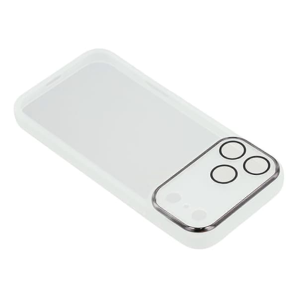 Compatible with iPhone 17 Pro Max Case Electroplated Camera Frame TPU Phone Cover Transparent Transparent White