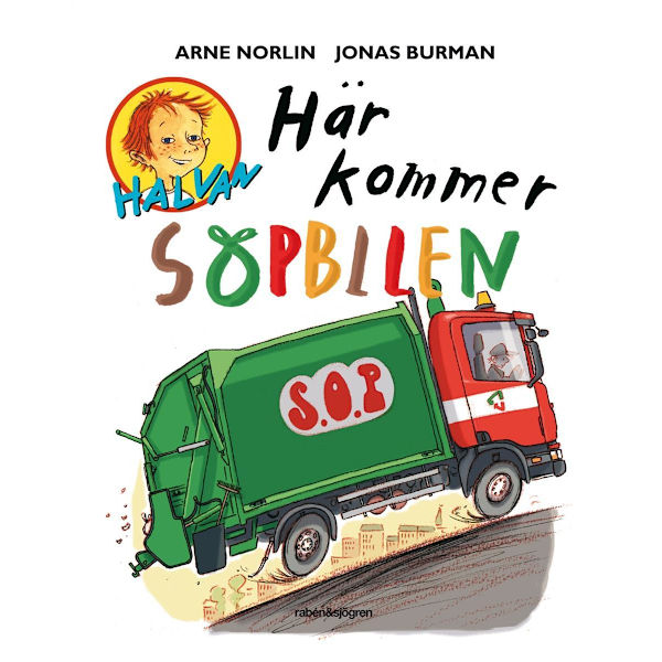 Halvan Her kommer søppelbilen multifärg multicolor