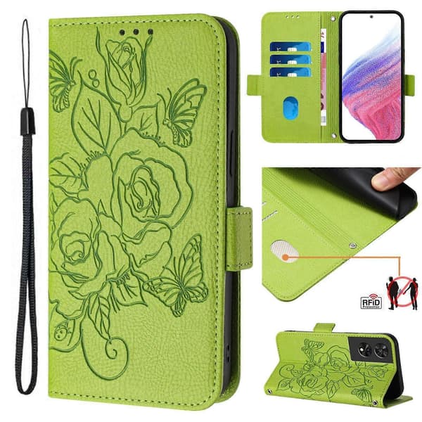 RFID Leather Case Compatible with TCL 505 Green