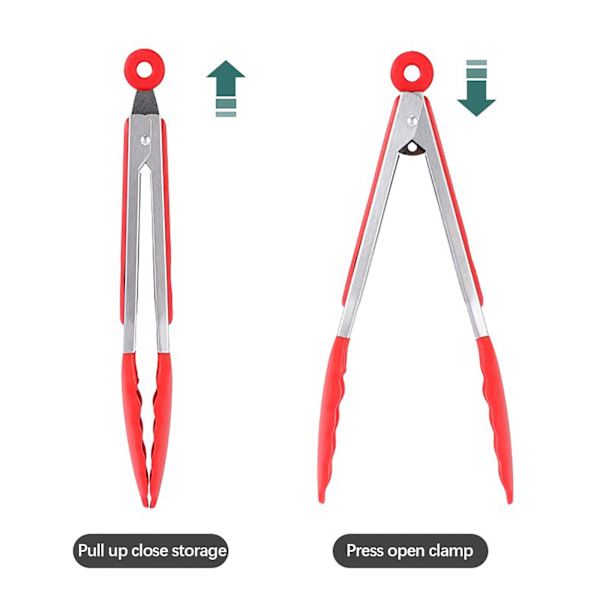 Icke-klibbiga silikonlåsande tänger, rostfritt stål köksmatstänger med halkfria silikontoppar och grepp för matlagning, bakning och grillning
