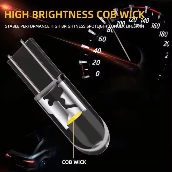 T5 Blå 10-pack COB Led W2x4.6d W2.1.x4.9d W1.2W W2.3W 12v. Blå Blue Blåa 10-pack