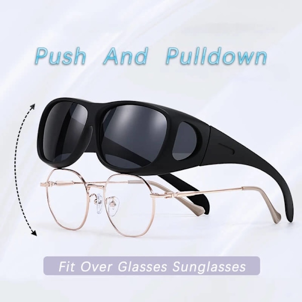 Högkvalitativa nya 2st Suncovers Solglasögon Utomhusglasögon Läsglasögon Gult Glas svart black