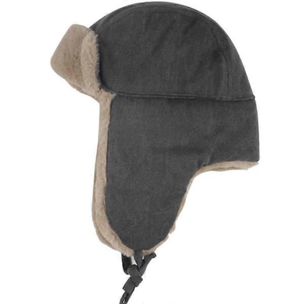 Trapper Hat Vinterhatte til mænd, Trooper Russisk Varm Hat med Øreklapper, Dame Ushanka Bomberhatte-lingling} BLACK