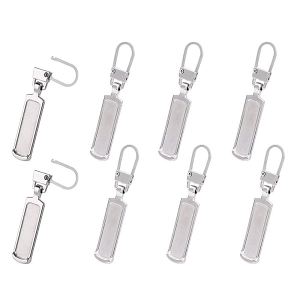 Högkvalitativ ny dragflik för dragkedjor 8-pack Silver Sølv