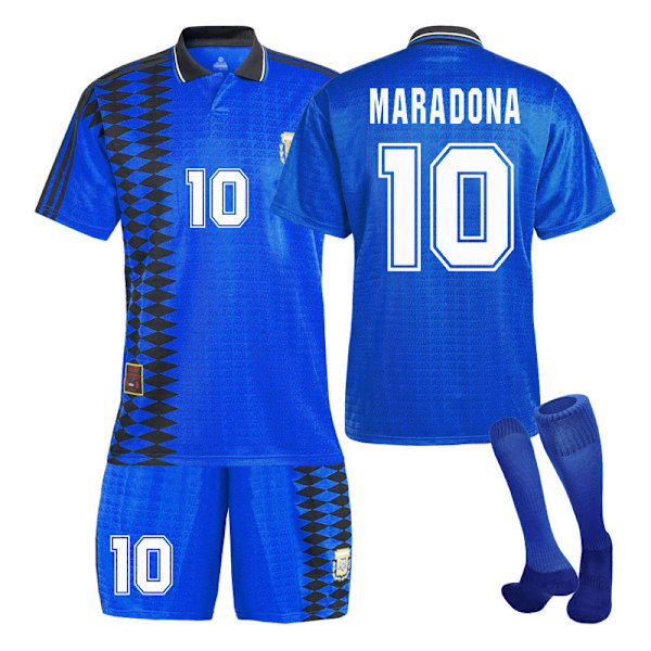 1994 Argentina Fotbollströja Bortaställ Barn Student Träning Vuxen Kostym NO.10 MARADONA NO.10 MARADONA Hög Kvalitet (Påsk)