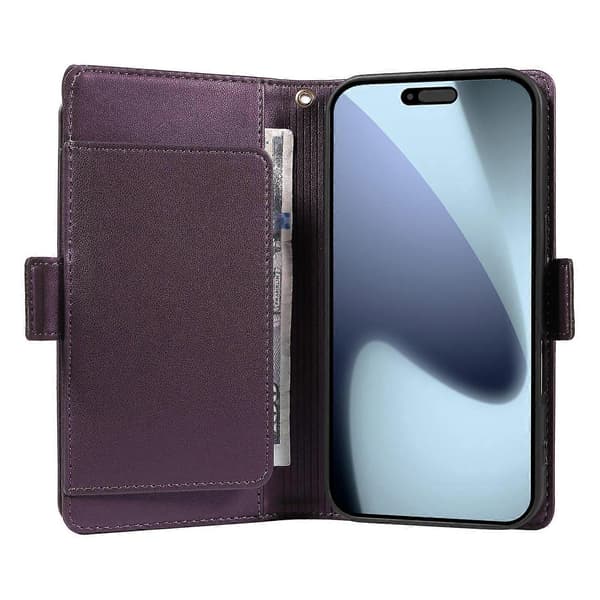 Multi Card Plånbok Läder Telefonfodral-lingling} Purple iPhone 17 Pro