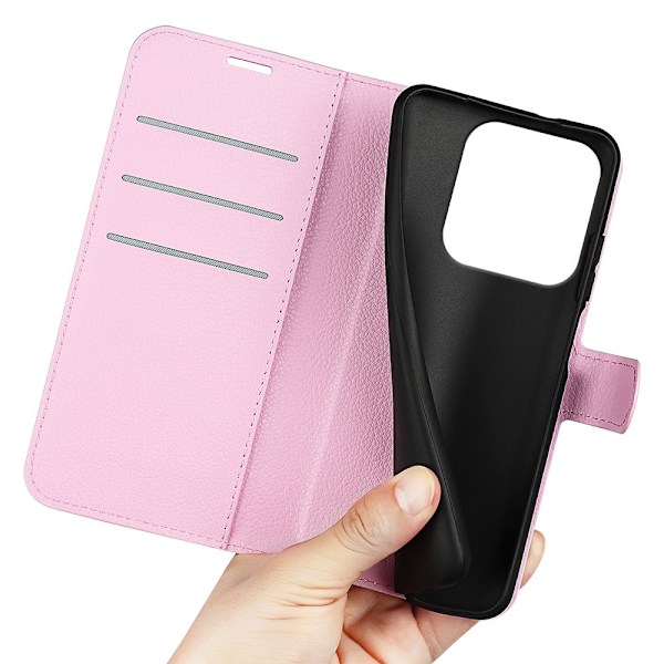 Højkvalitets ny stil Xiaomi Redmi Note 14 5G Etui Litchi Læder Lys Pink 67