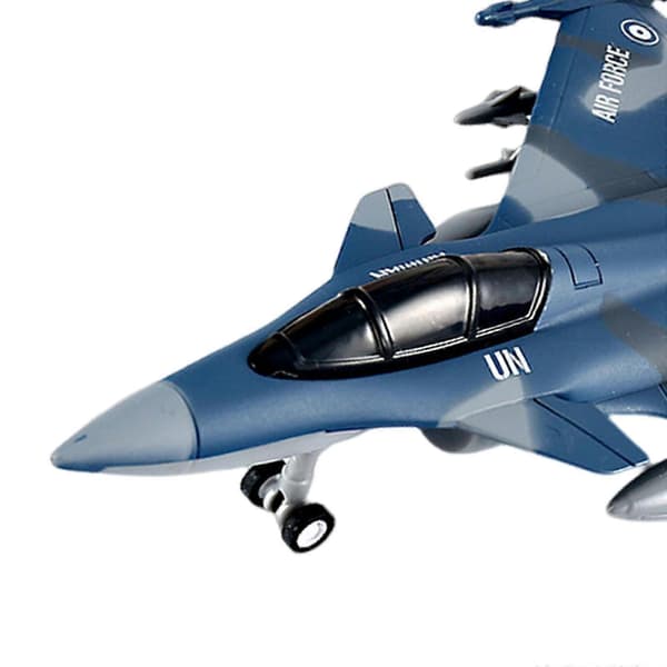 Støbt metalmodel fly jagerfly legetøj samlerobjekt fly legetøj træk tilbage Blue