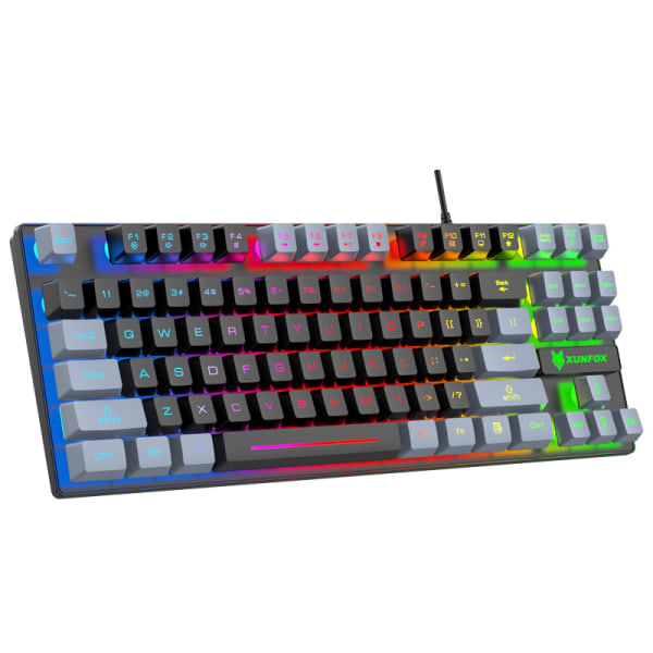 Mekanisk speltangentbord, LED RGB-bakgrundsbelyst USB-kabeltangentbord med Anti Ghosting 87 tangenter, kompakt datortangentbord