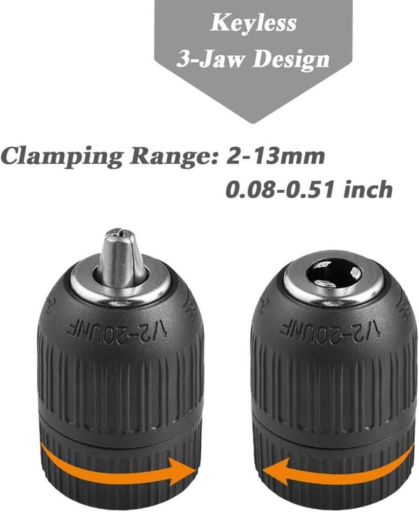Ny 2-13 mm kapacitet nyckellös borrchuck, montering 1/2-20UNF snabbkoppling