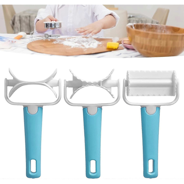 Deigrullekutter, 3 stk. sett DIY deigkutterrulle baketilbehør for wonton, kjeks, dumpling, kakebaking