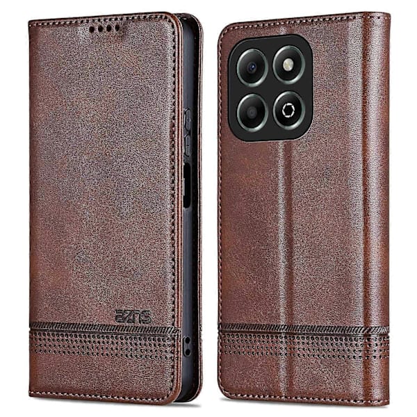 Compatible with Honor X6b 4G Case Cowhide Texture PU Leather Wallet Phone Case Multicolor Multicolor Coffee