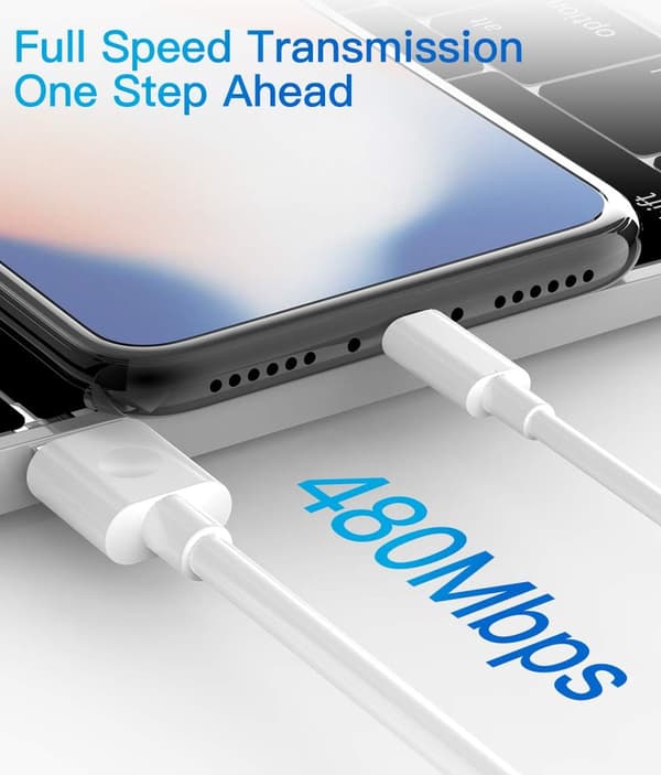 Nytt 3-pack 2m iPhone laddningskabel, USB till Lightning-kabel, iPhone-kabel kompatibel med iPhone white