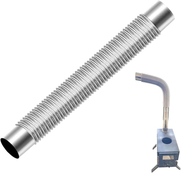 Røykrør for vedovner/peiser – laget av rustfritt stål, ikke-forlengbar lengde – fleksibelt 50cm