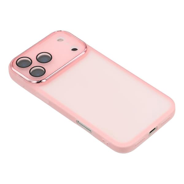 Compatible with iPhone 17 Pro Max Case Electroplated Camera Frame TPU Phone Cover Transparent Transparent Pink