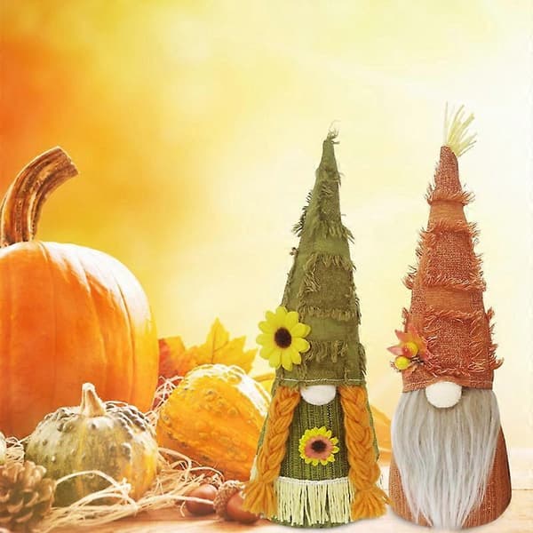 Höstfest Maple Leaf Ansiktslös Tomte Docka Thanksgiving Heminredning Bondgård Trappstegsbricka-lingling} as shown