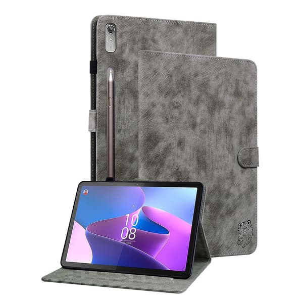 Læder Tablet Case Kompatibel med Lenovo Tab P12 Grey